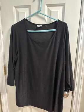 croft & barrow Black Long Sleeve Scoop Neck Top